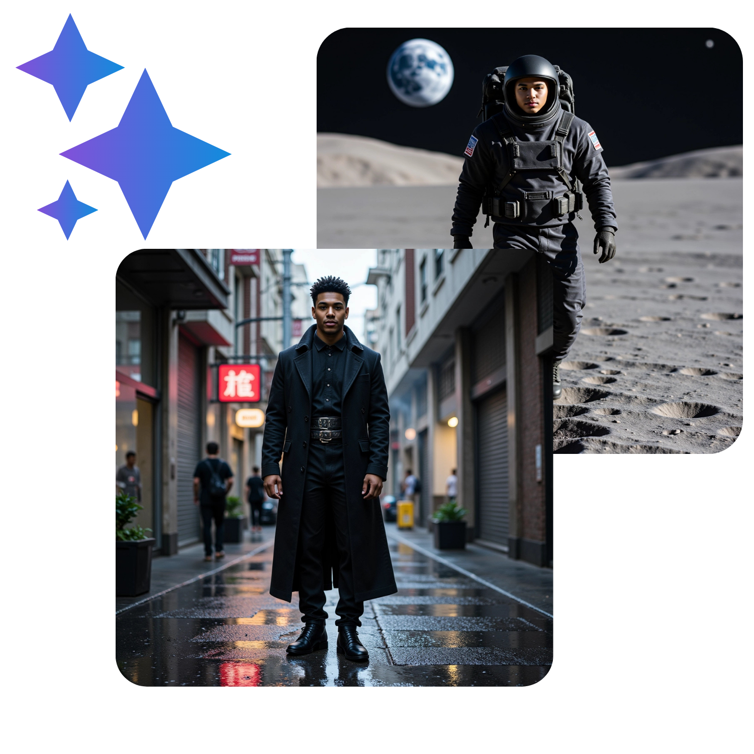 Example photos generated using the photos of Marcus
